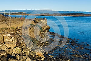 Foxton Beach Warf Wall  Old Section