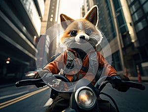 Foxy Rider: A Fox Biker Embarking on a Thrilling Bike Ride