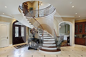 Foyer with spiral staircase