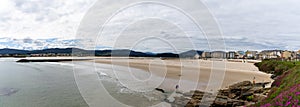 Panorama view of Foz beach and town with the Foz River leading to the harbor and marina photo