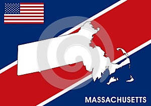 Massachusetts - USA, United States of America Map vector template.