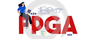 FPGA Field Programmable Gate Arrays Job Search Concept. Technology chip processor programming. Vector llustration. photo