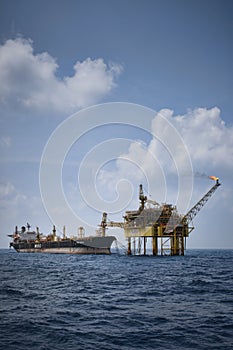 FPSO attach to oil platform in open sea