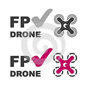 FPV drone check mark symbol vector photo
