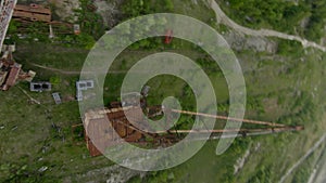 FPV drone flies maneuverable near abandoned huge escalators