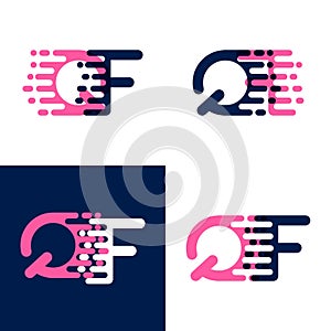 FQ letters logo with accent speed in pink and drak purple