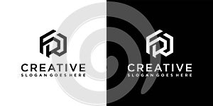 FR of RF initial letter logo design vector