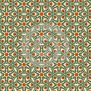 Frabic pattern design with flowers retro style