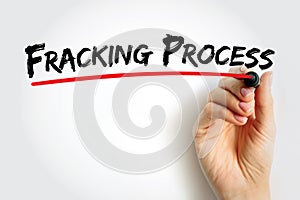 Fracking Process - well stimulation technique involving the fracturing of bedrock formations by a pressurized liquid, text concept