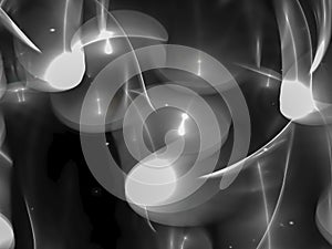 Fractal abstract, digital dark dynamic fantastic artwork background, creative design, chaos black and white