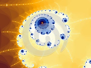 Fractal astroniras with a spiral in a blue-yellow colors