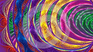Fractal background with abstract fast flipped ribbon. High detailed loop