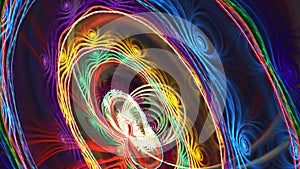 Fractal background with abstract roll elliptical shapes. High detailed loop