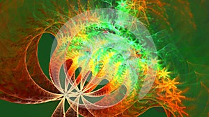 Fractal background with abstract vegetable spiral shapes. High detailed loop