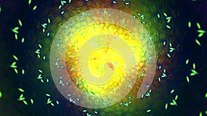 Fractal background. Thin colored flower spiral. High detailed loop