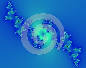 Fractal, blue bright elegant sparkling flowery abstract geometries, vivid texture