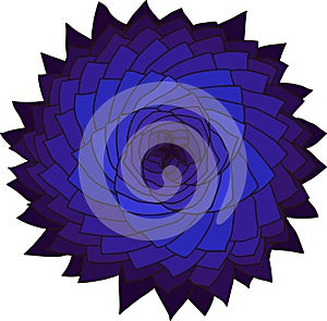 Fractal blue flower. Vector rose. Abstract star design element.