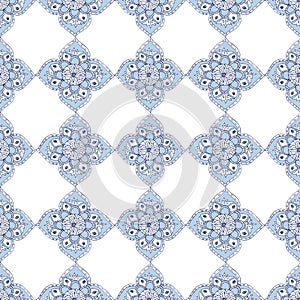 Fractal blue flowers. An elegant bright illustration with flowers. Pattern for design of fabric, wallpapers. On white background