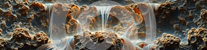 Fractal cascade of wonder: a breathtaking waterfall flows with intricate fractal pattern photo