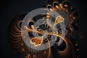 Fractal design abstract background golden curves  generative ai