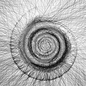 Fractal Drawn Fibrous Abstract Ammonite Shell Structure