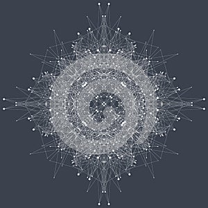 Fractal element with compounds lines and dots. Big data complex. Graphic abstract background communication. Minimal