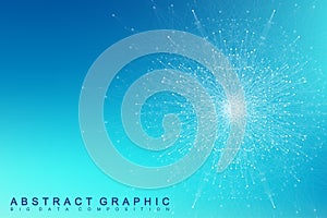 Fractal element with compounds lines and dots. Big data complex. Graphic abstract background communication. Minimal
