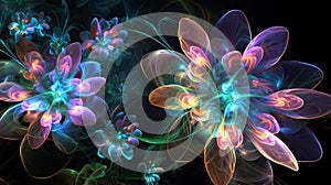 fractal flowers in neon colors