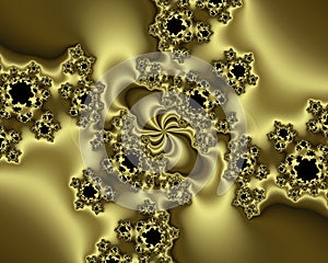 Fractal, gold sparkling flowery abstract geometries,  vivid texture