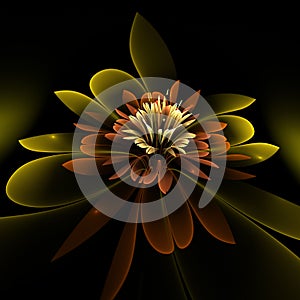 Fractal image with a flower as a background with a place for your text. Background for cards and wishes.