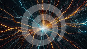 Fractal lightning on a dark blue background. 3d rendering