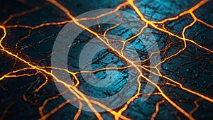 Fractal lightning on a dark blue background. 3d rendering