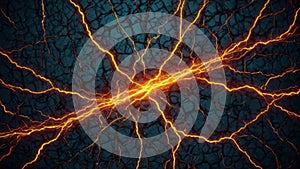 Fractal lightning on a dark blue background. 3d rendering