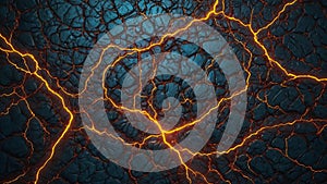 Fractal lightning on a dark blue background. 3d rendering