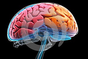 fractal motley light brain grafic, cognitive skills, brain neurons nerve synapses, learning habit, mindset knowledge accumulation