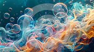 A fractal pattern of interconnected bubbles symbolizing the interwoven and indistinguishable nature of quantum particles