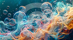 A fractal pattern of interconnected bubbles symbolizing the interwoven and indistinguishable nature of quantum particles photo