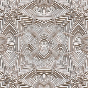 Fractal pattern in the style of stucco bas-relief on a gray stone wall