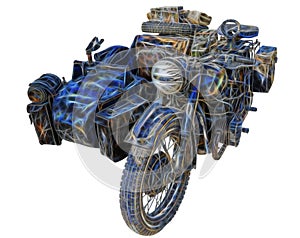 Fractal picture of Old military motorcycle