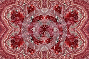 Fractal of pink red Rhodochrosite stone close up photo
