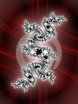 Fractal. red white phosphorescent bright flowery background, texture