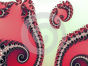 Fractal spiral swirl paint art in red and yellow smooth gradient colors. digitally generated art wallpaper.