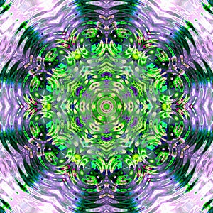 Fractal star flower in green, vibrant mandala