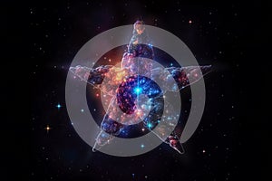 Fractal star in space, computer generated abstract background, 3D. Generative AI