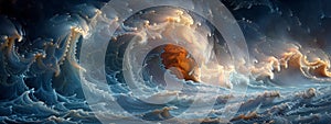 Fractal symphony of the sea: waves crash and dance in mesmerizing fractal patterns. power an