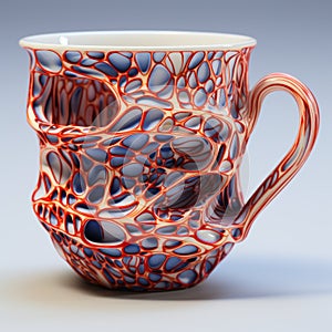 Fractalistic Coffee Cup: A Detailed Rendering Of Disfigured Forms photo