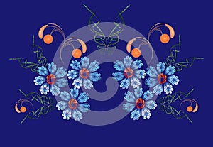 Fractals, an abstract flower pattern on a blue background