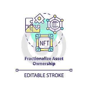 Fractionalize asset ownership concept icon