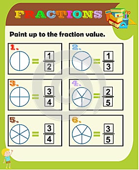 Fractions worksheet, Fraction Review, fraction practice, educational, Equivalent Fractions, math activity for kids