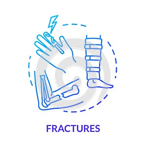 Fracture, bone fragility concept icon